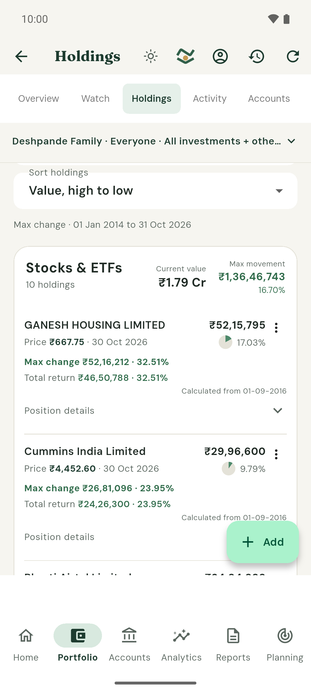 Holdings on a phone